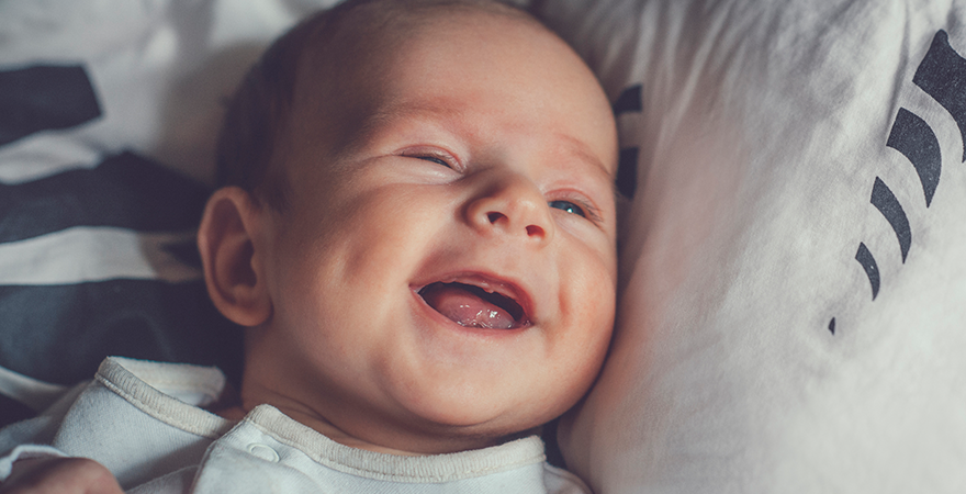 A baby smiling