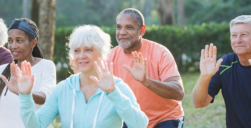 a group of seniors exercising