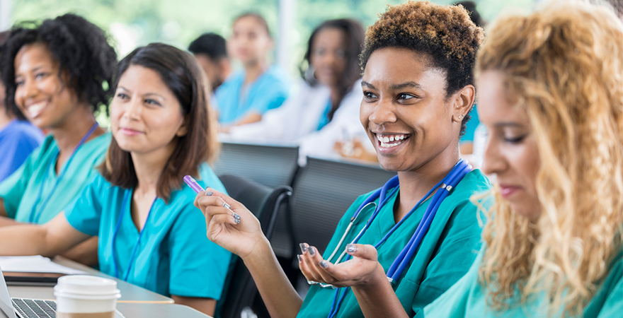A group of nurses in a class