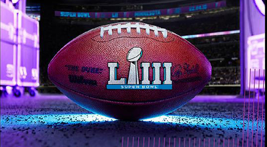Superbowl LIII Logo on a football
