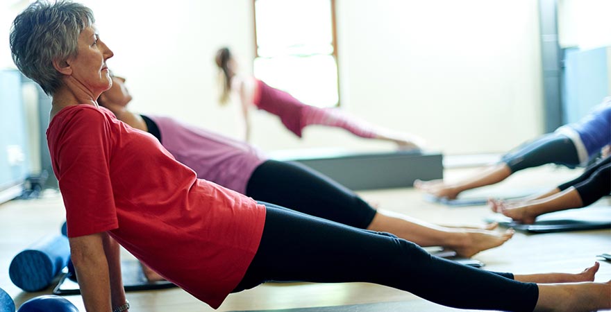 A group of women working out indoors