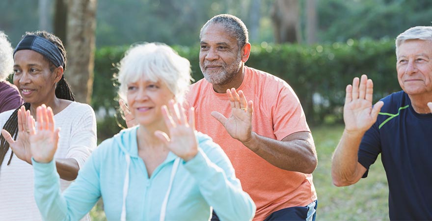 A group of seniors exercising