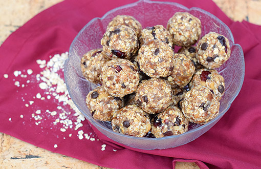 tropical energy balls in a bowl