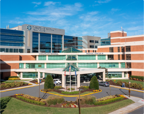 An aerial photo of Chesapeake Regional Health Service's main building