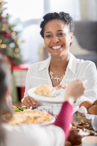 Woman at holiday party