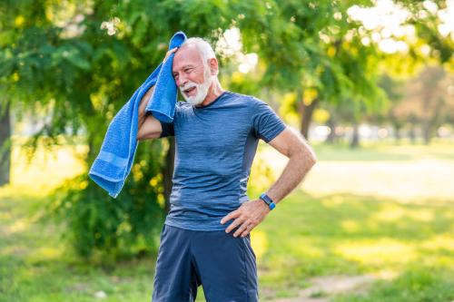 Man exercising on a hot day