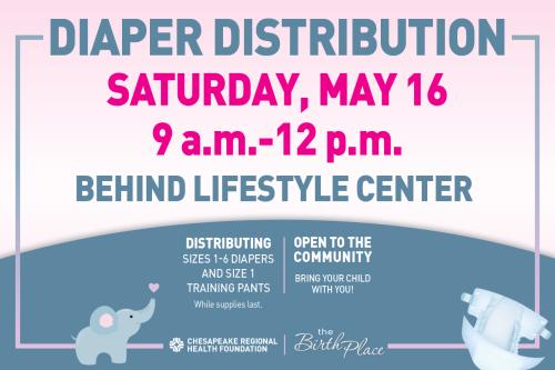 Diaper distribution graphic with date, time and location of event.