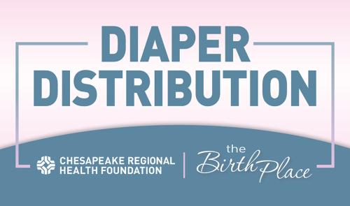 2026 Diaper distribution banner with pink and blue coloring, and CRH logo.