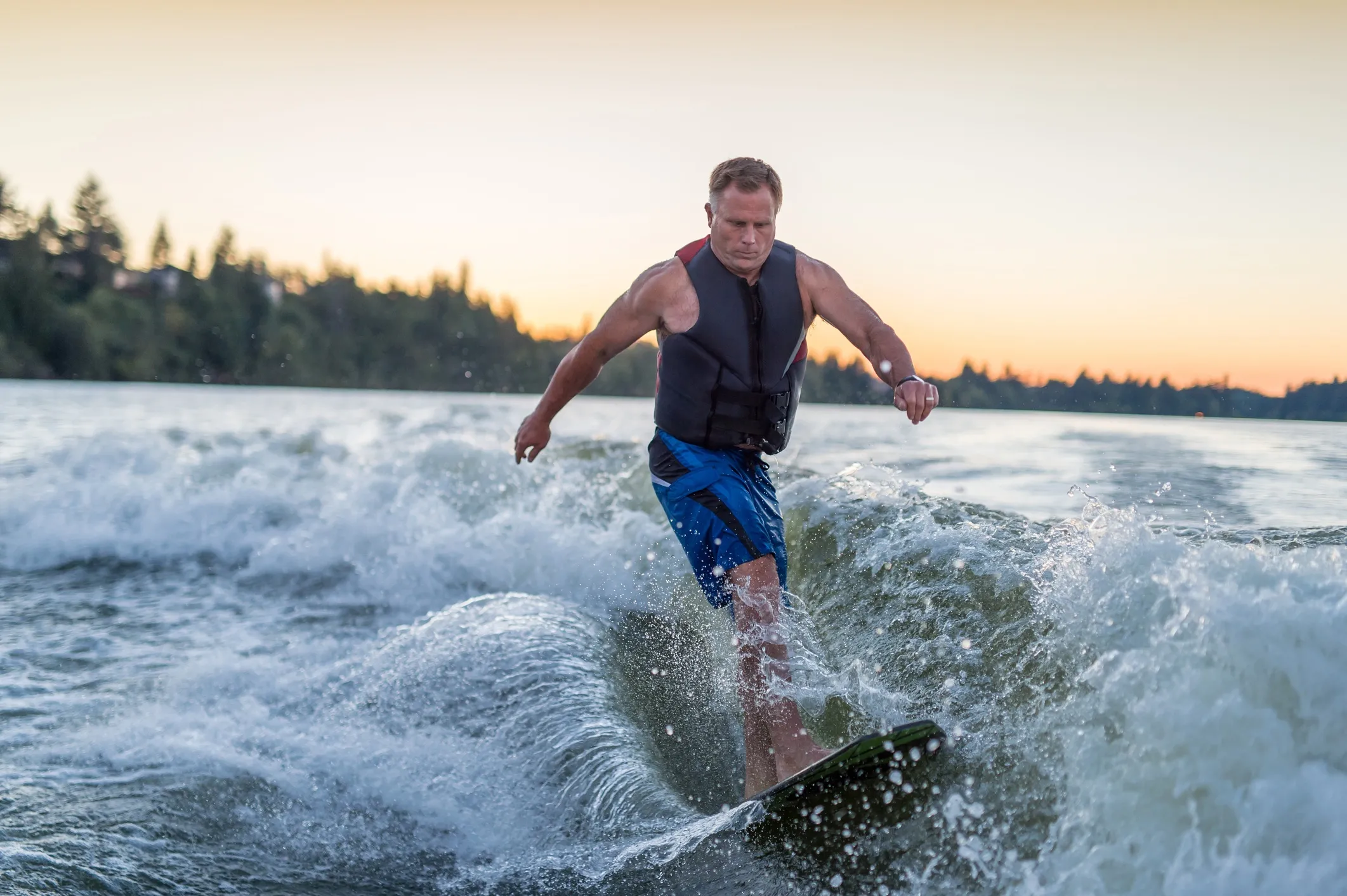 man wakeboarding