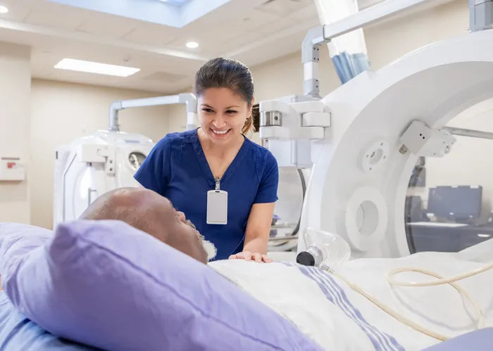 nurse talking to patient