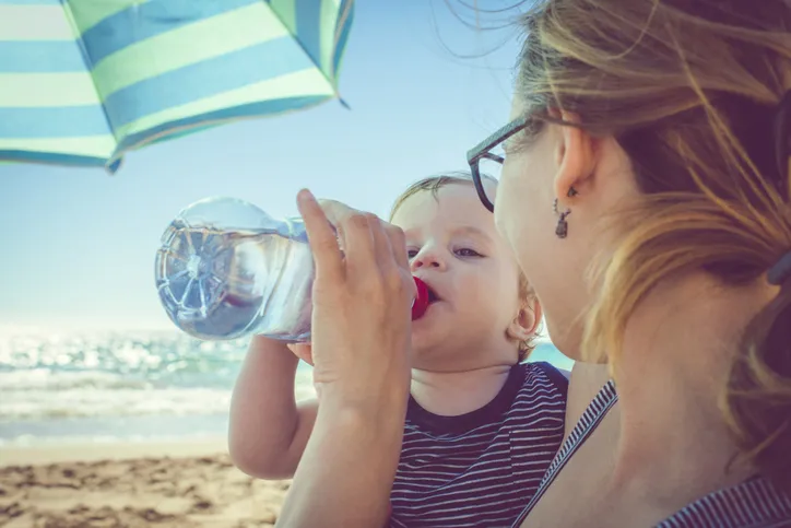 drinking at beach