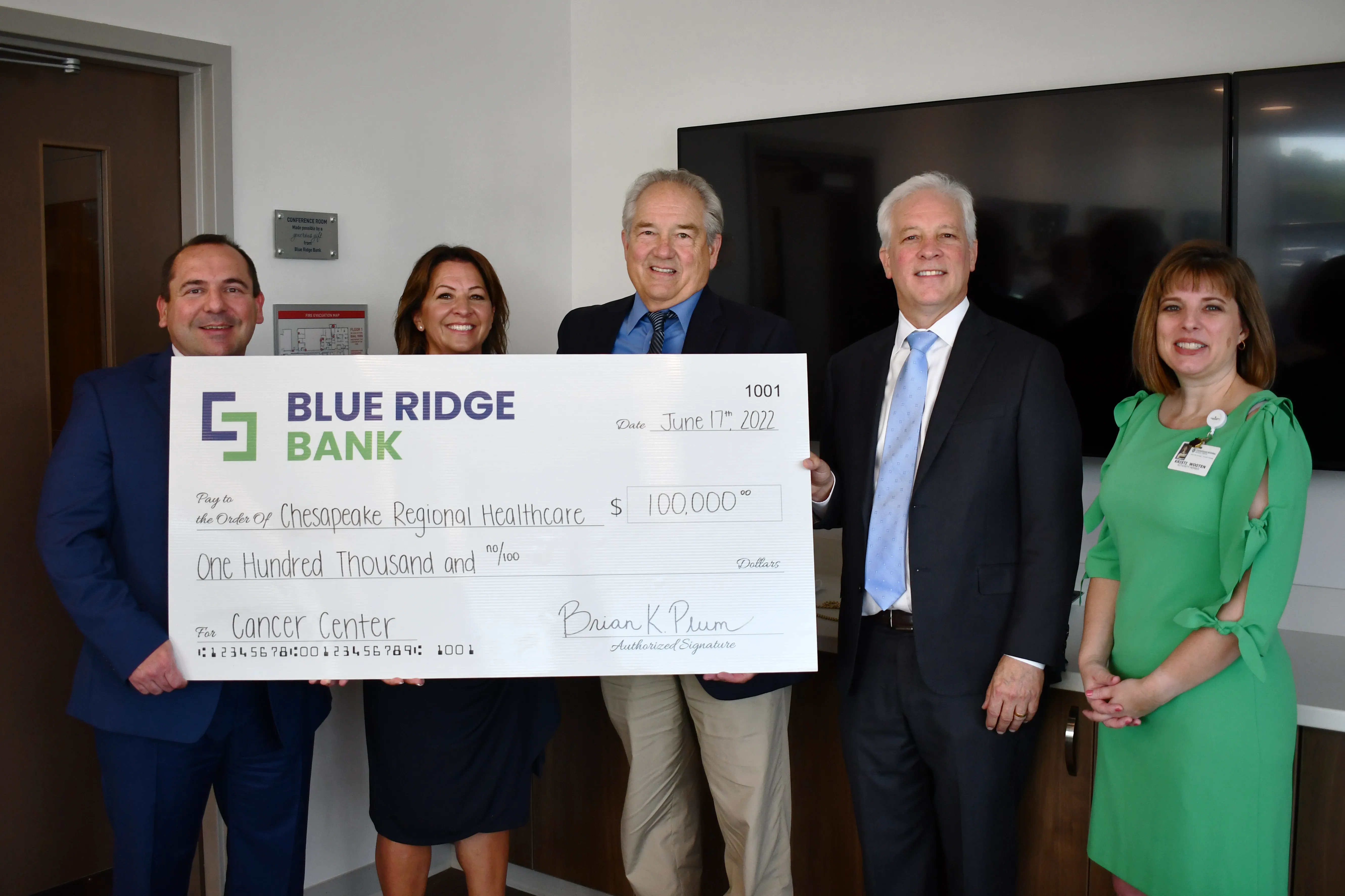 Blue Ridge Bank Donation