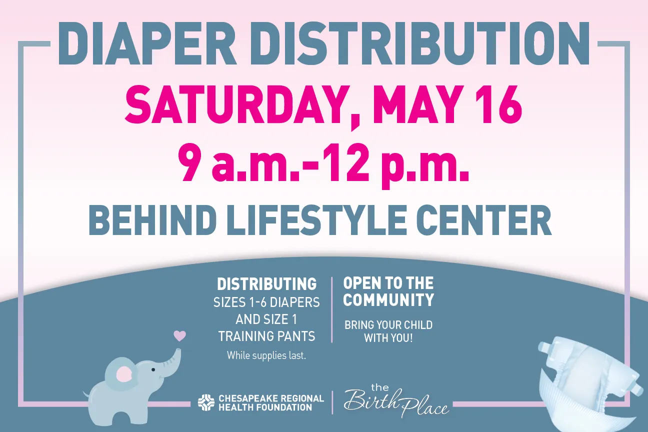 Diaper distribution graphic with date, time and location of event.